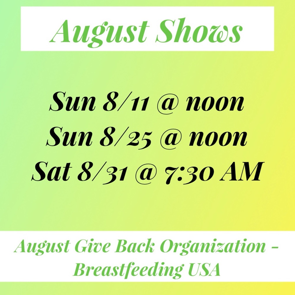 August 2024 mixing it up with Sat morning shows and Sunday afternoon shows!